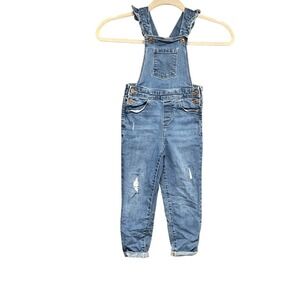 Okie Dokie Toddler Girls Overalls Size 4T Blue Denim Bib Casual Medium Wash